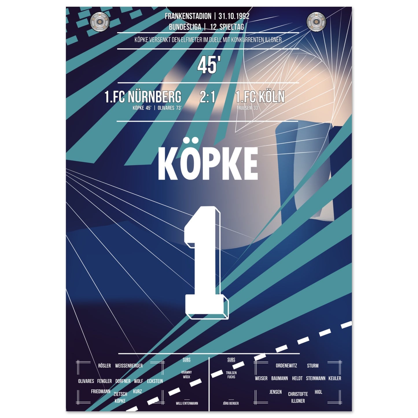 Köpke's Tor im Elfmeterduell mit Illgner 1992 A4-21x29.7-cm-8x12-Ohne-Rahmen