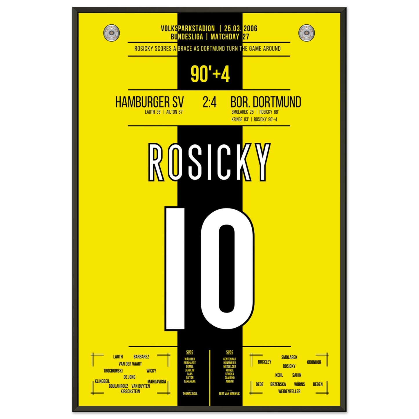 Rosicky's Doppelpack gegen den HSV 2006 60x90-cm-24x36-Schwarzer-Aluminiumrahmen