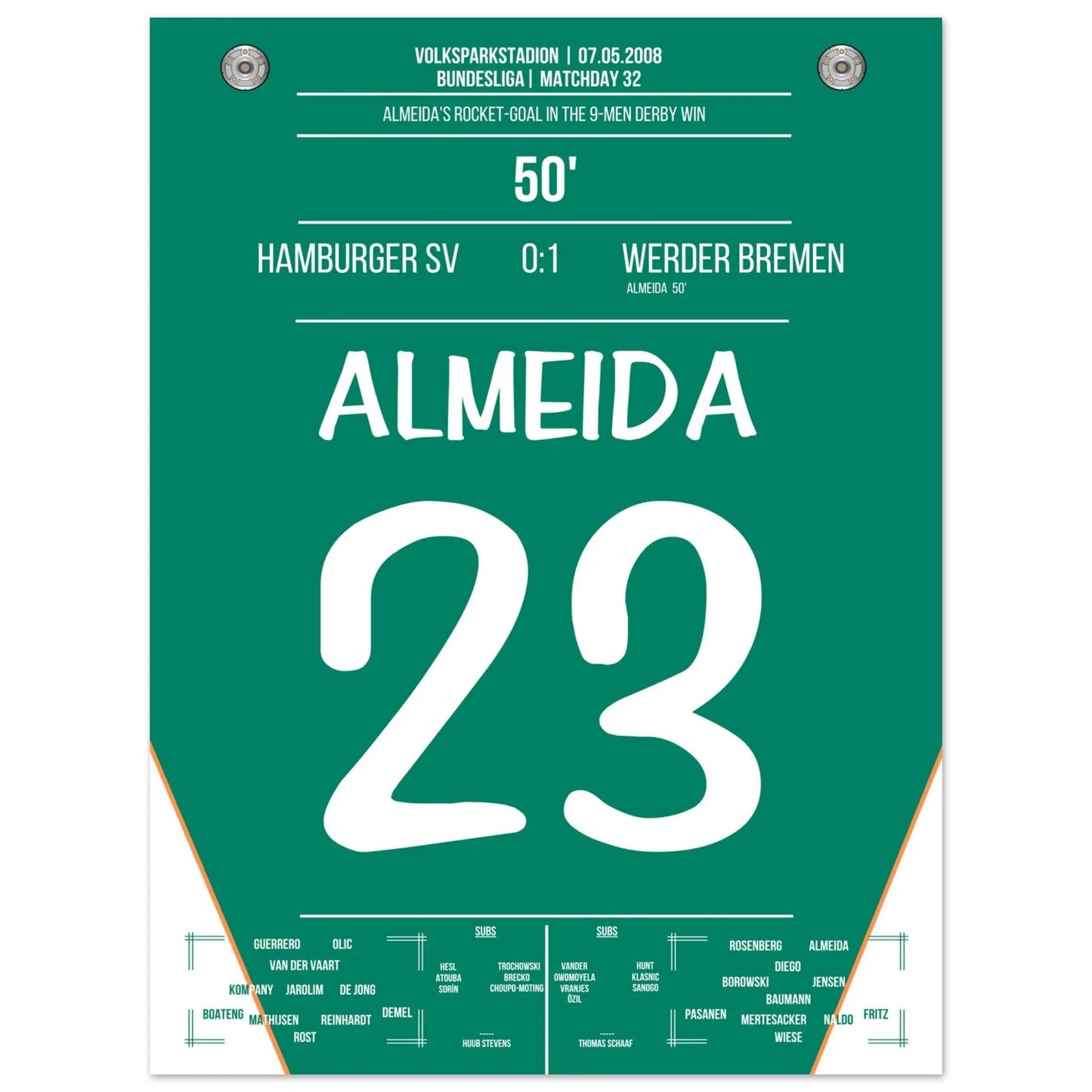 Almeida zündet die Rakete im Nord-Derby 2008 45x60-cm-18x24-Ohne-Rahmen