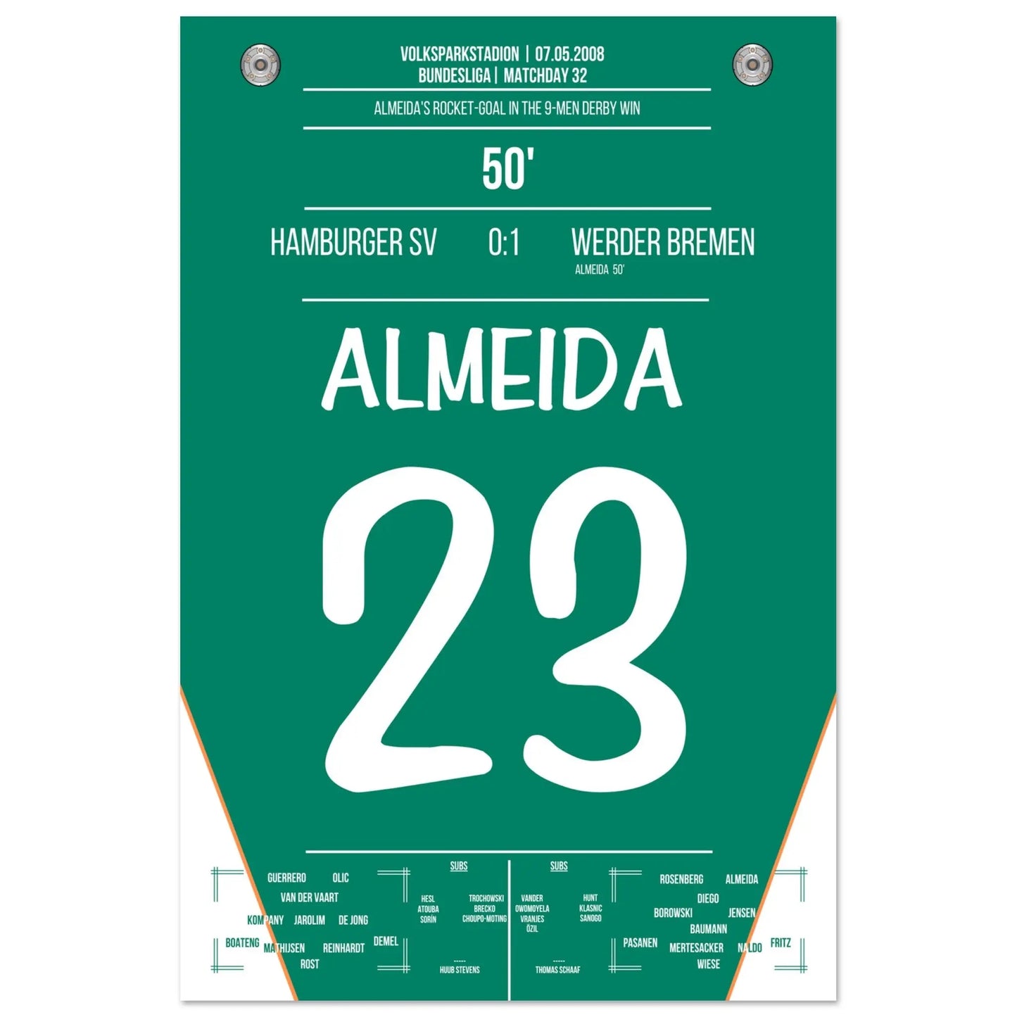 Almeida zündet die Rakete im Nord-Derby 2008 60x90-cm-24x36-Ohne-Rahmen