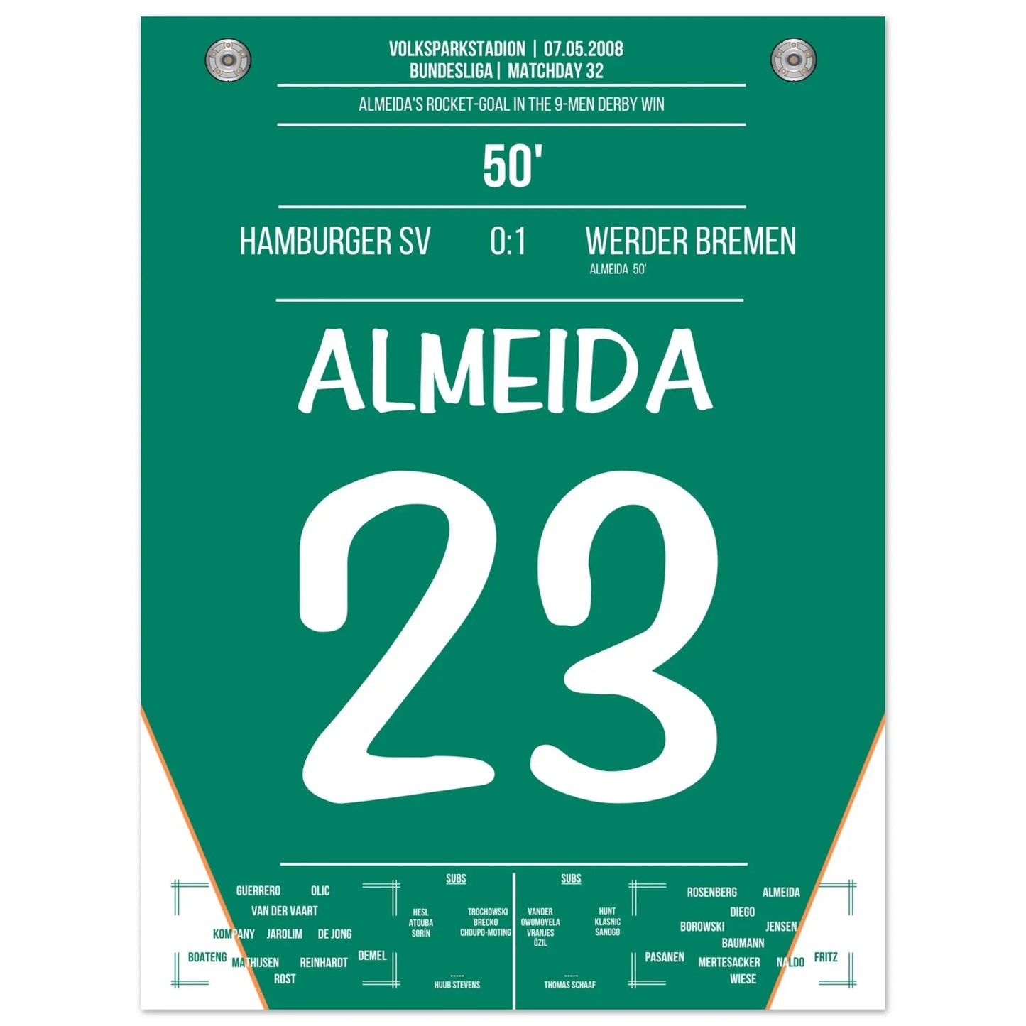 Almeida zündet die Rakete im Nord-Derby 2008 30x40-cm-12x16-Ohne-Rahmen