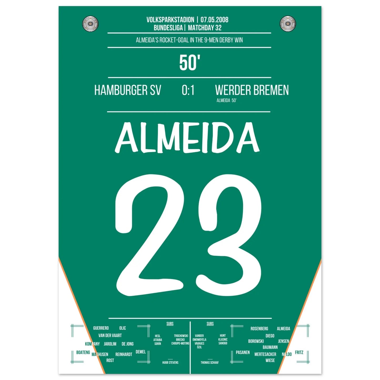 Almeida zündet die Rakete im Nord-Derby 2008 50x70-cm-20x28-Ohne-Rahmen