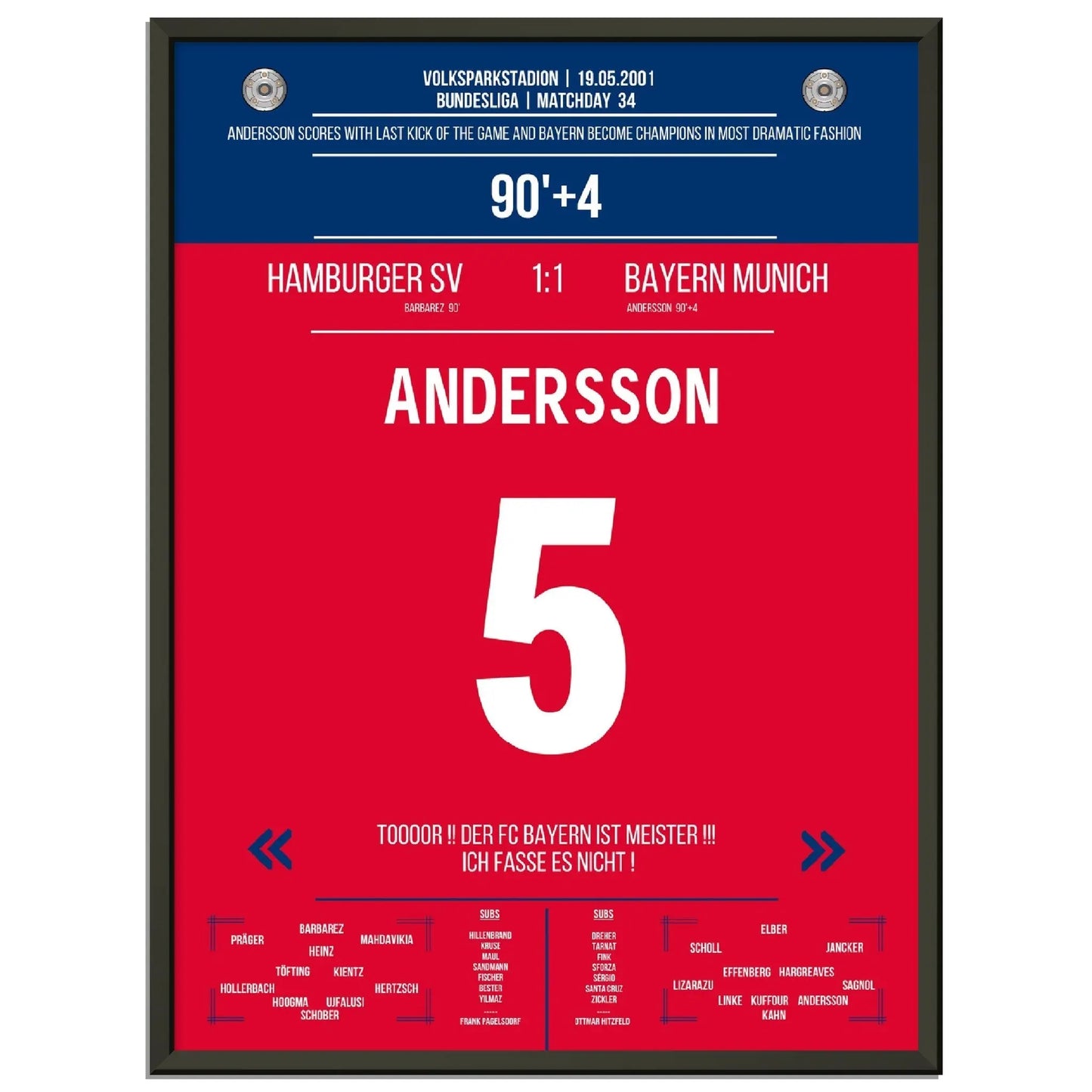 Anderssons legendärer Freistosstreffer zur Last-Minute Meisterschaft 2001