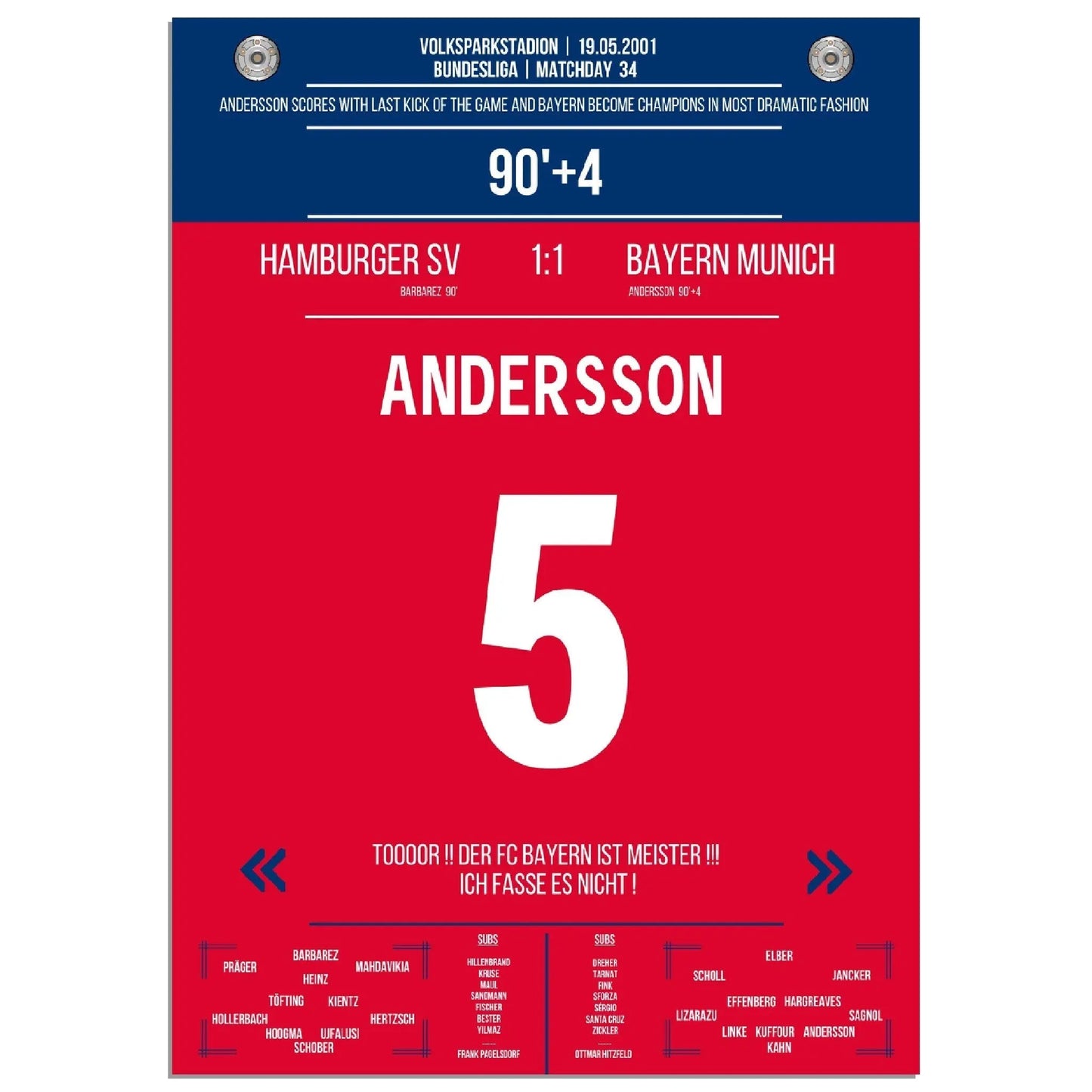 Anderssons legendärer Freistosstreffer zur Last-Minute Meisterschaft 2001