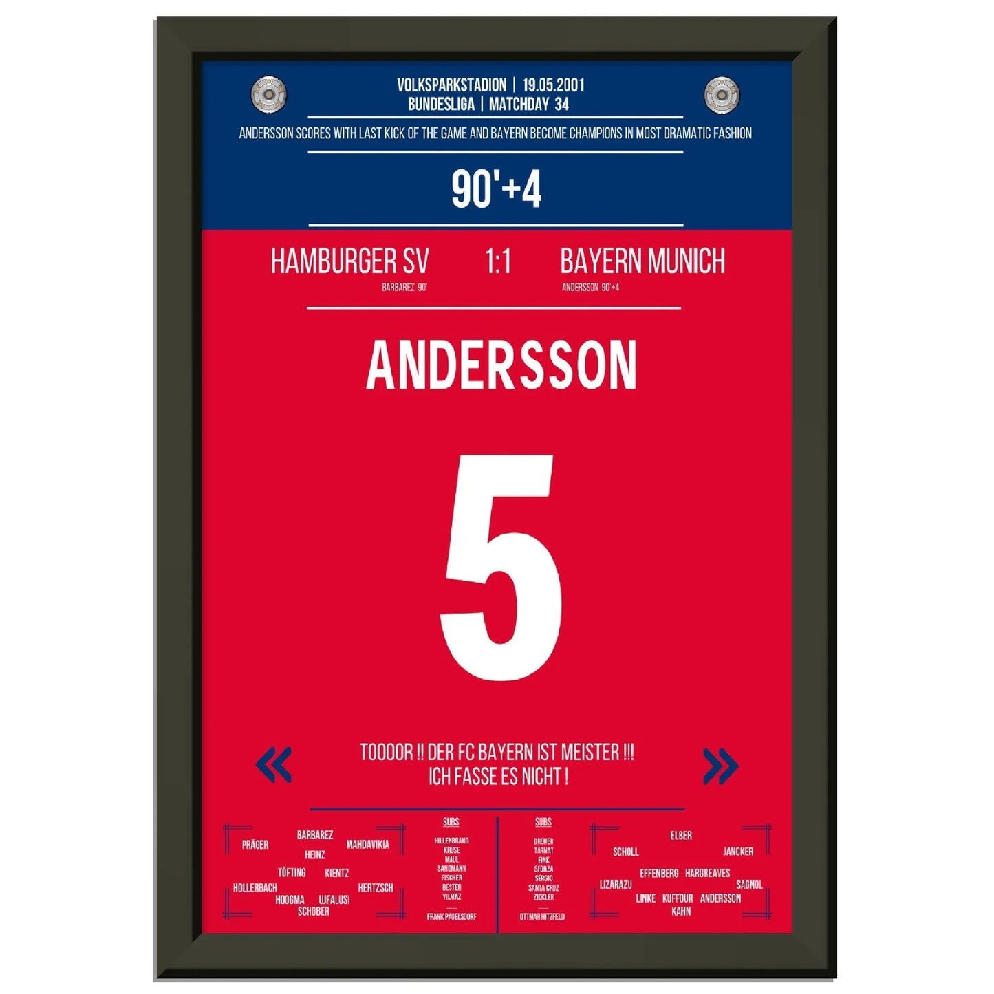 Anderssons legendärer Freistosstreffer zur Last-Minute Meisterschaft 2001