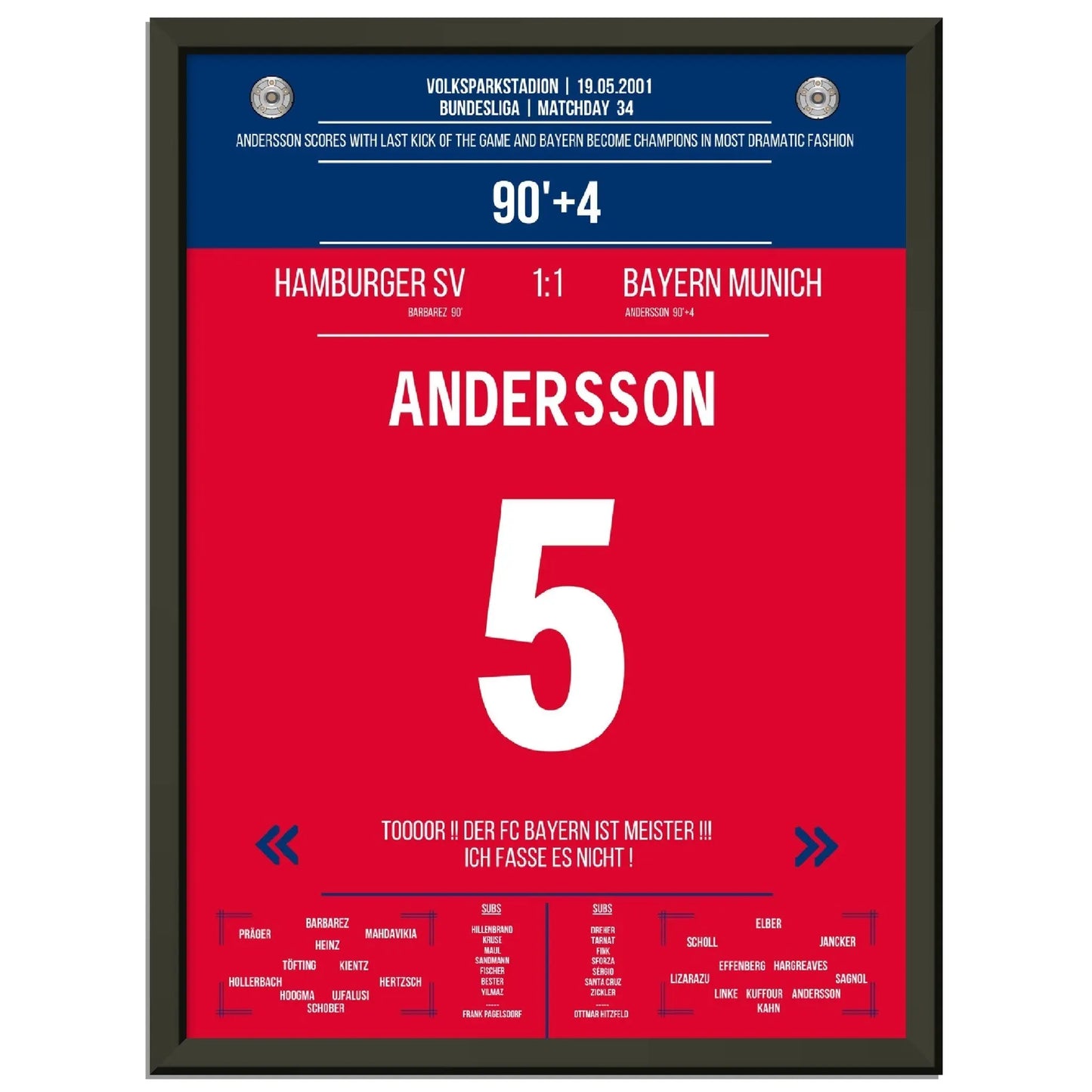Anderssons legendärer Freistosstreffer zur Last-Minute Meisterschaft 2001