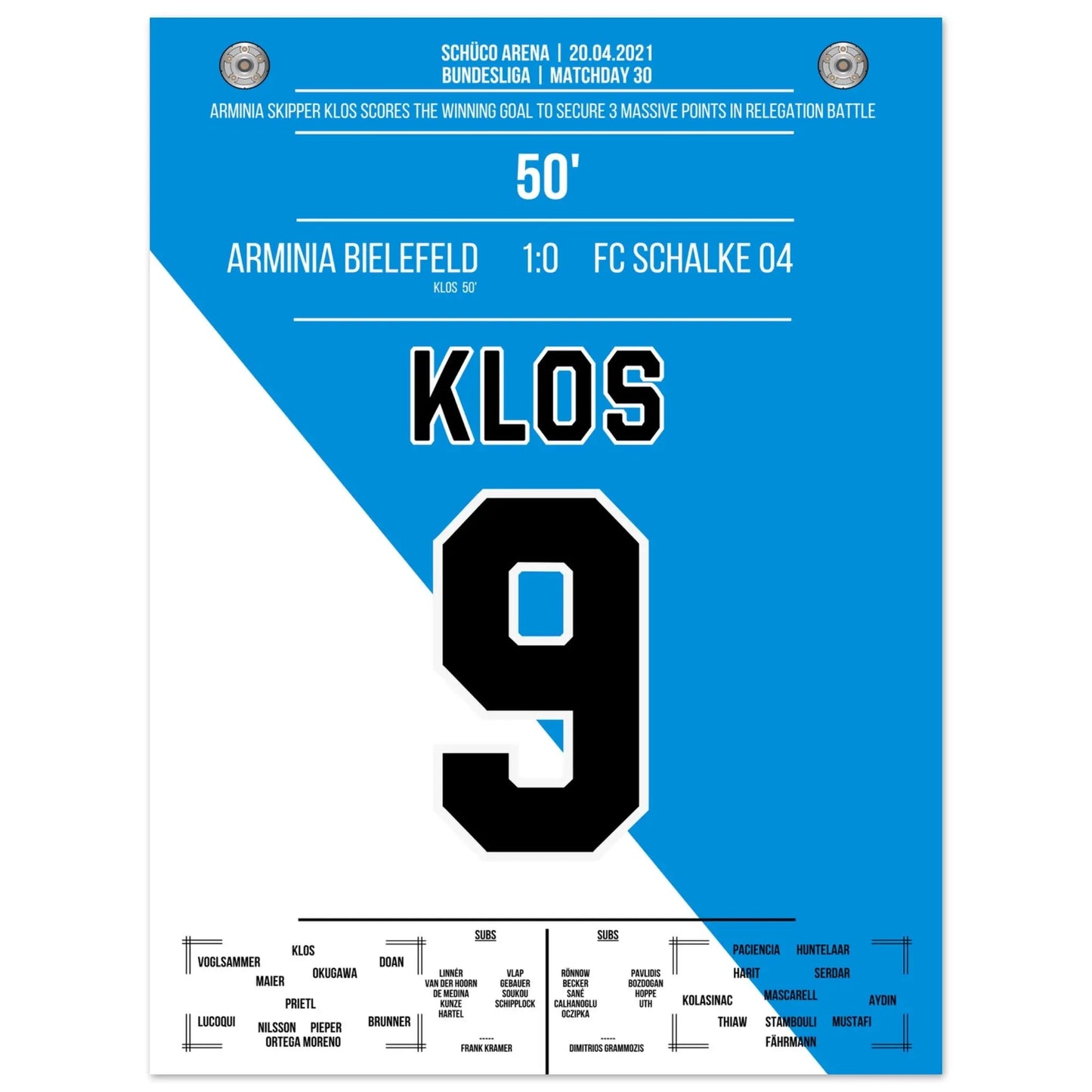 Bielefeld's Big Points im Abstiegskampf gegen Schalke 2021 30x40-cm-12x16-Ohne-Rahmen