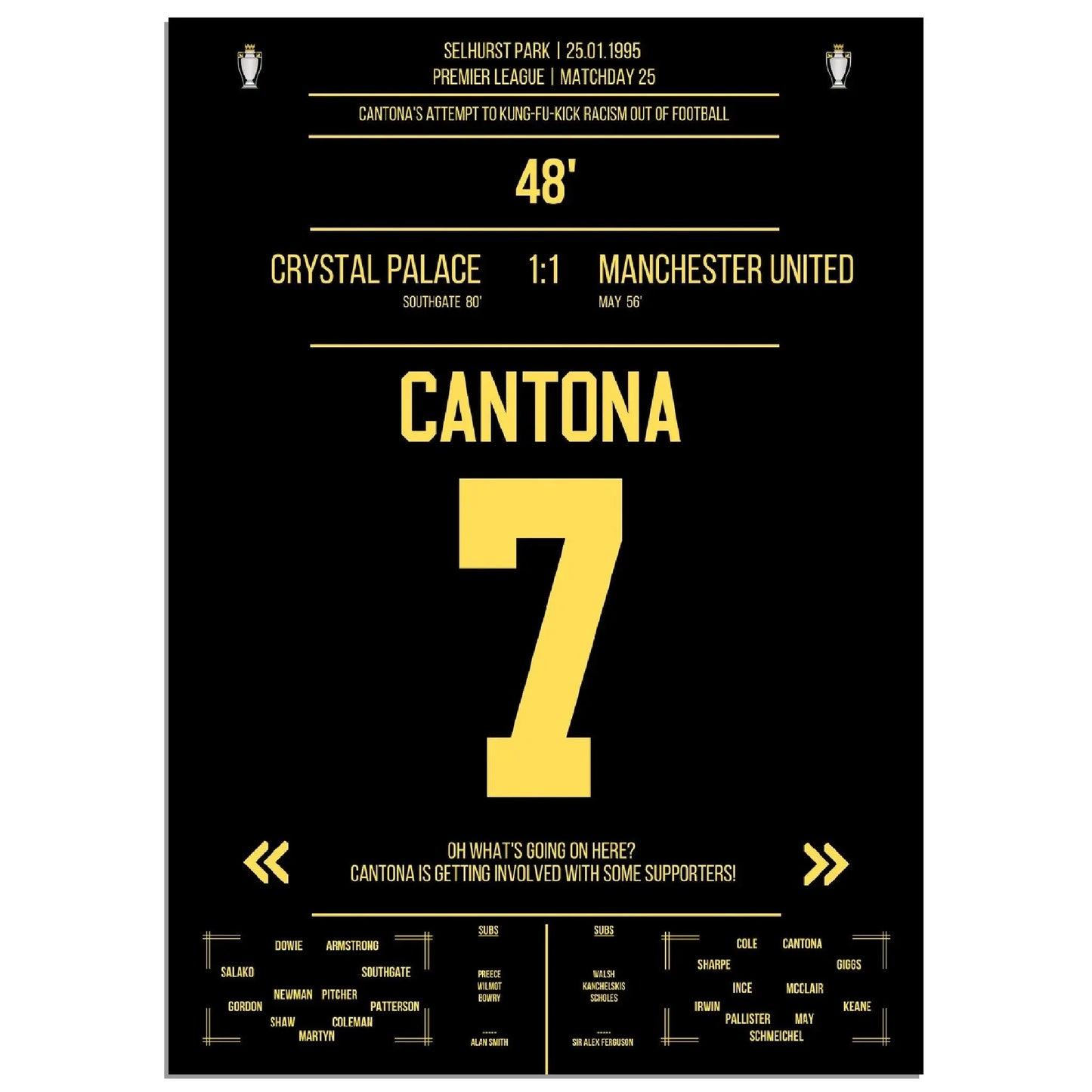 Cantona Kung Fu Tritt im Premier League Spiel ManU - Crystal Palace 1995