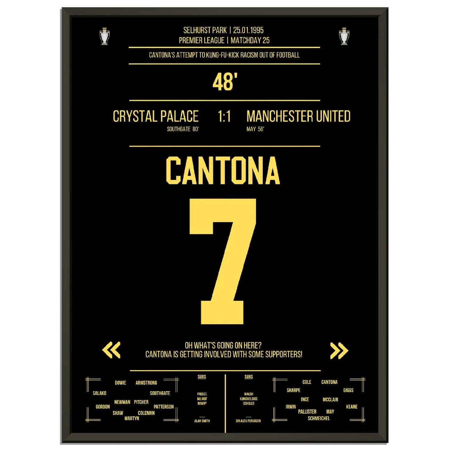 Cantona Kung Fu Tritt im Premier League Spiel ManU - Crystal Palace 1995