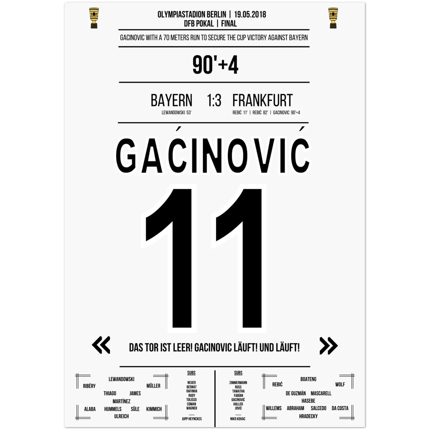 La course de 70 mètres de Gacinovic pour le triomphe en coupe contre <tc>Bayern</tc> en 2018