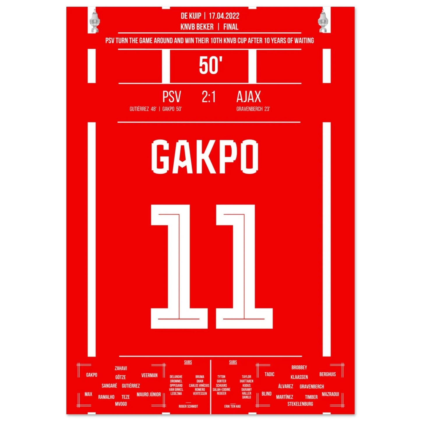 Gakpo mit Siegtreffer im Pokalfinale gegen Ajax 2017 A4-21x29.7-cm-8x12-Ohne-Rahmen