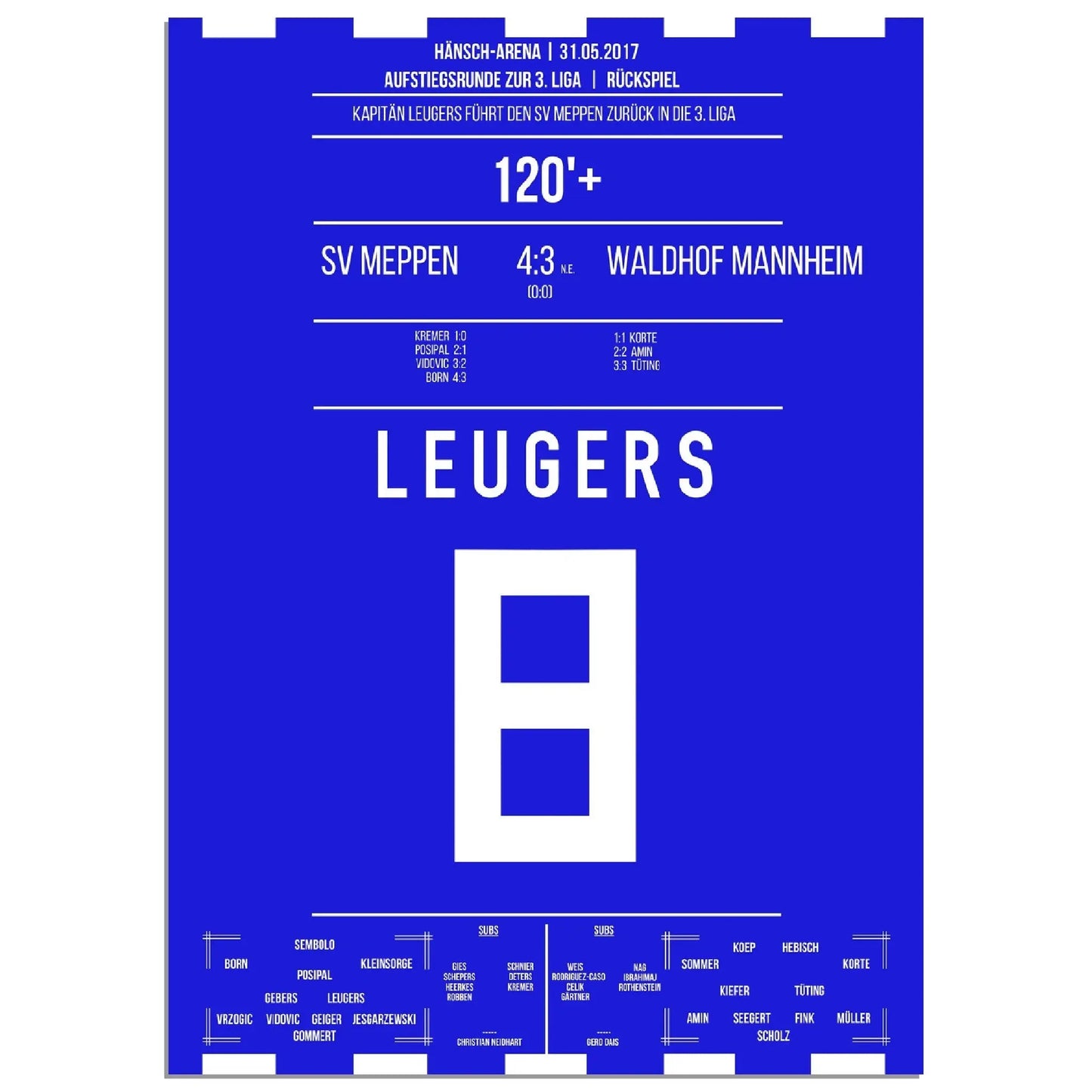Kapitän-Leugers führt Meppen zurück in die 3. Liga 2017