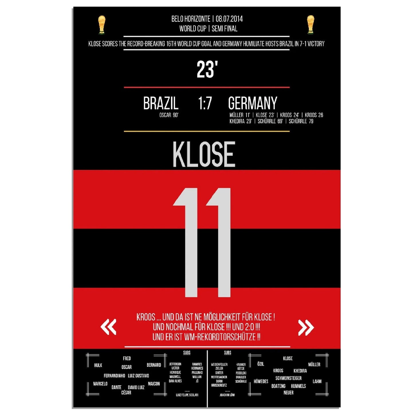 Kloses WM-Rekordtor im 7-1 Sieg Deutschland - Brasilien 2014