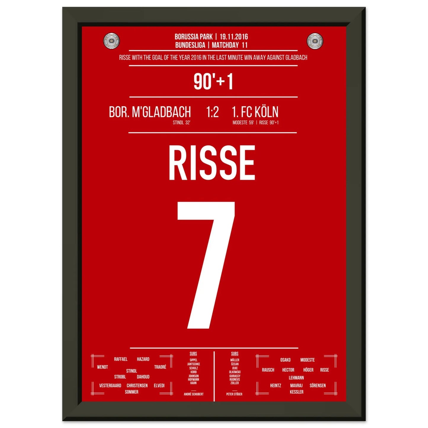 Risse's Tor des Jahres 2016 im Derby gegen Mönchengladbach A4-21x29.7-cm-8x12-Schwarzer-Aluminiumrahmen