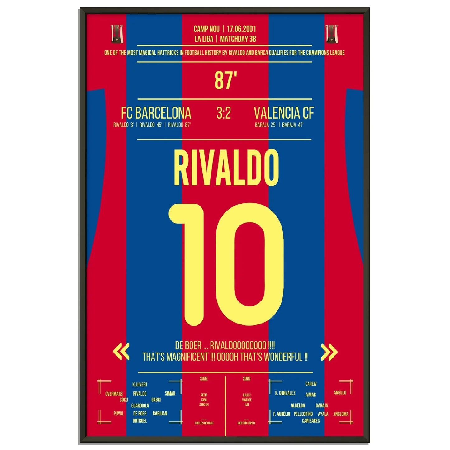 Rivaldo's magischer hattrick führt Barcelona in die Champions League
