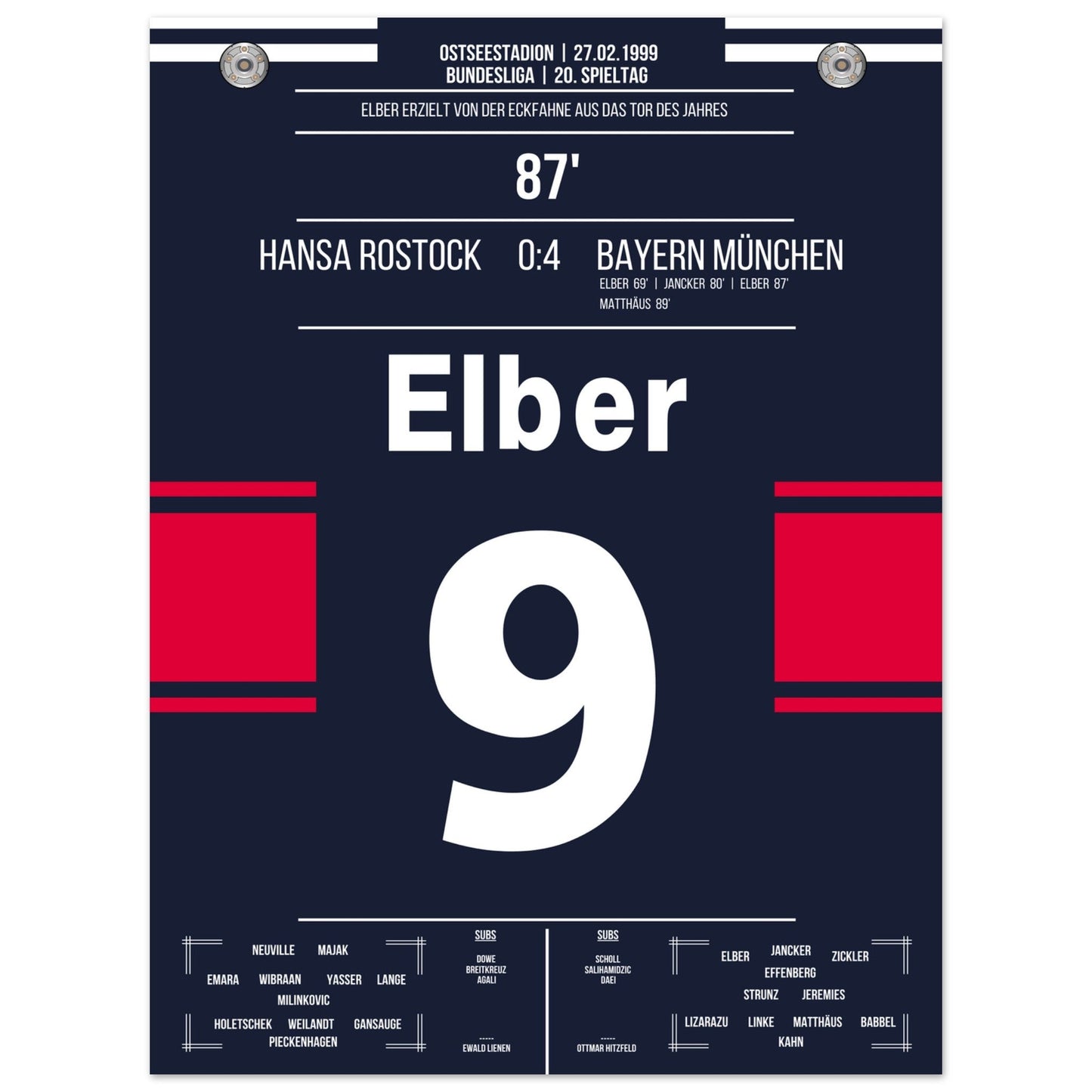 Elber's Tor von der Eckfahne in 1999 30x40-cm-12x16-Ohne-Rahmen