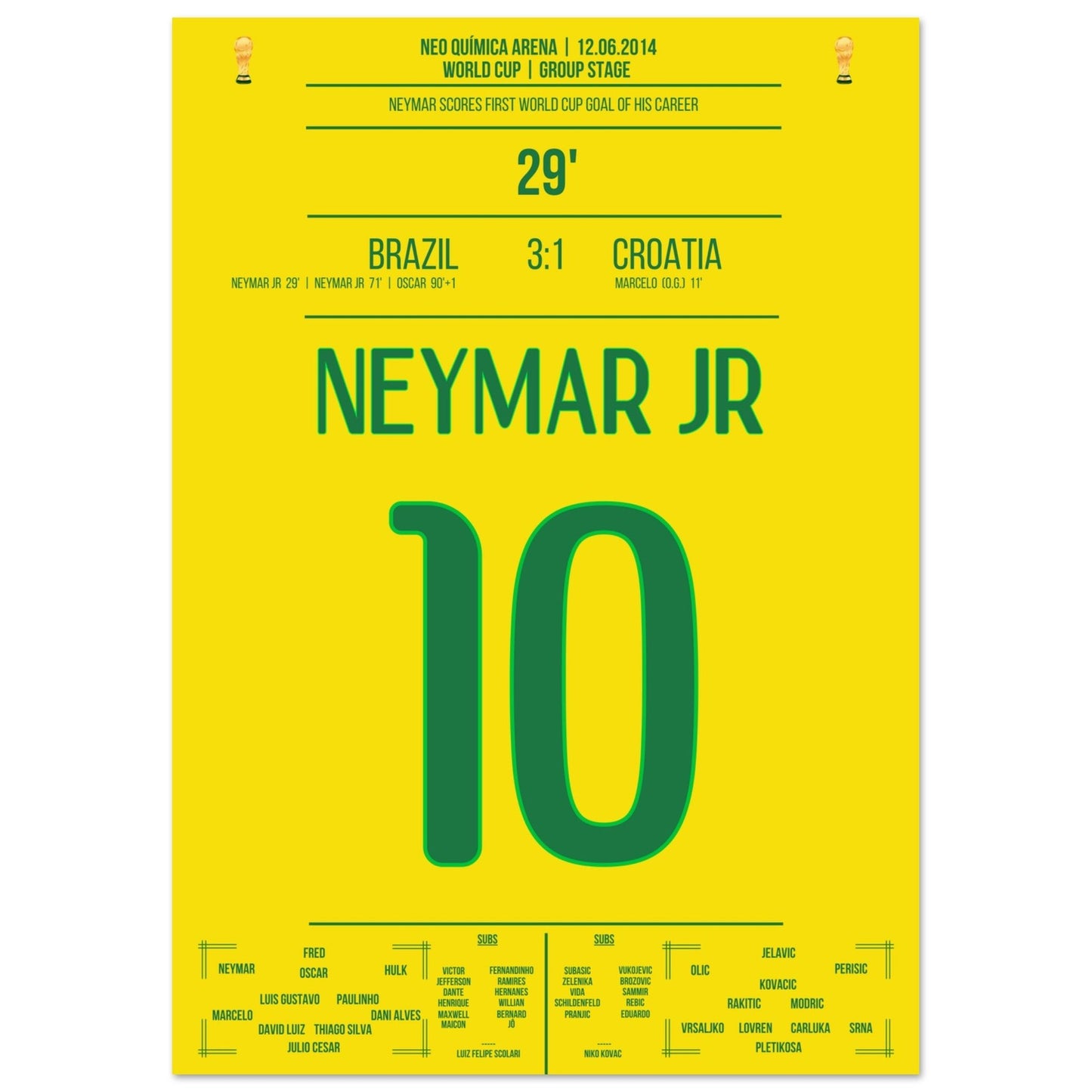Neymar erzielt seinen ersten Treffer bei einer Weltmeisterschaft in 2014