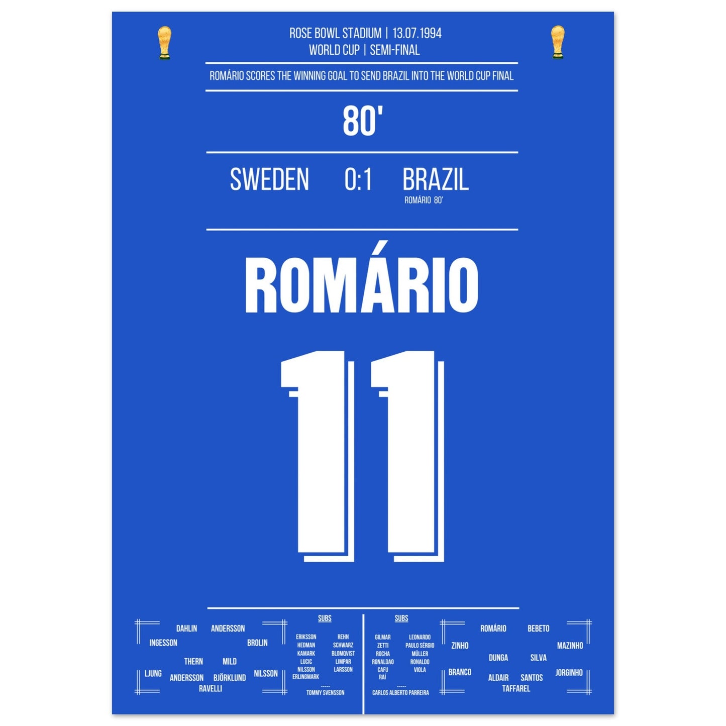 Romario's Siegtreffer im Halbfinale bei der Weltmeisterschaft 1994 50x70-cm-20x28-Ohne-Rahmen