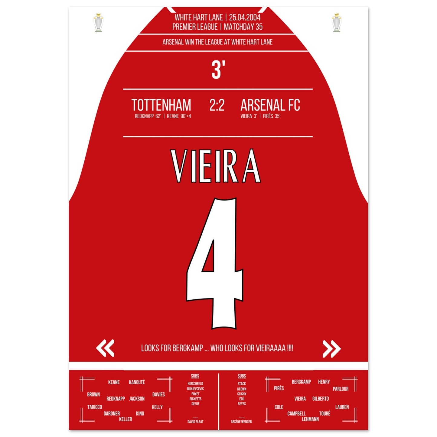 Vieira's Tor beim Gewinn der Meisterschaft an der White Hart Lane 2004