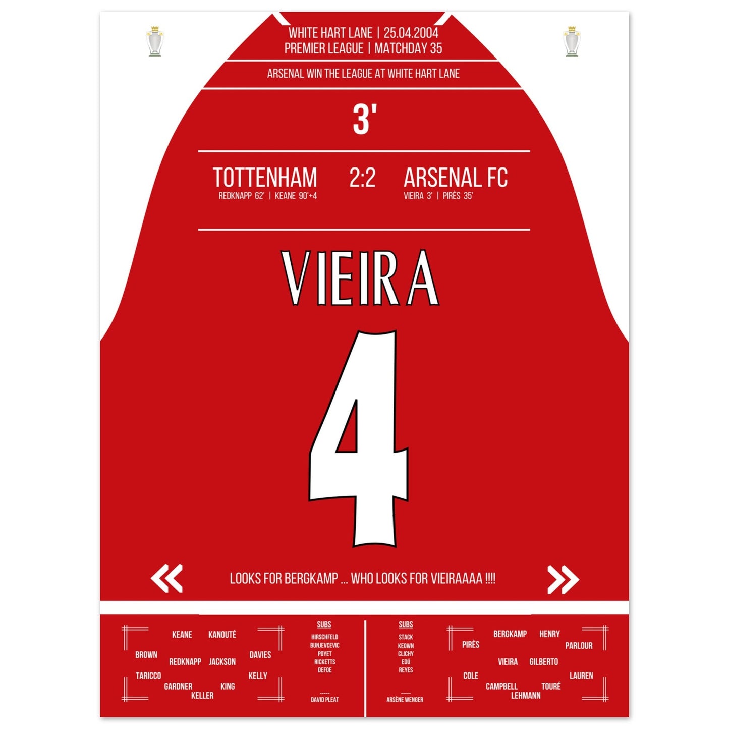 Vieira's Tor beim Gewinn der Meisterschaft an der White Hart Lane 2004 30x40-cm-12x16-Ohne-Rahmen