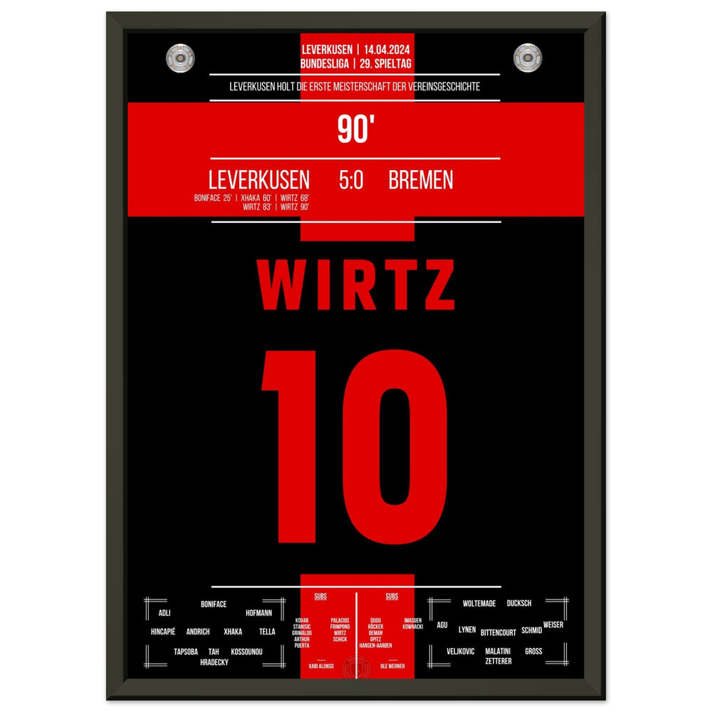 Leverkusen secures the first championship title in the club's history.