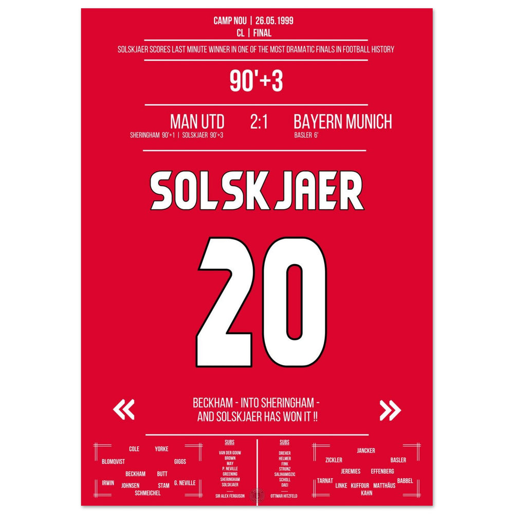 Solskjaer marque lors du comeback le plus mémorable de l'histoire en finale 1999 contre <tc>Bayern</tc>