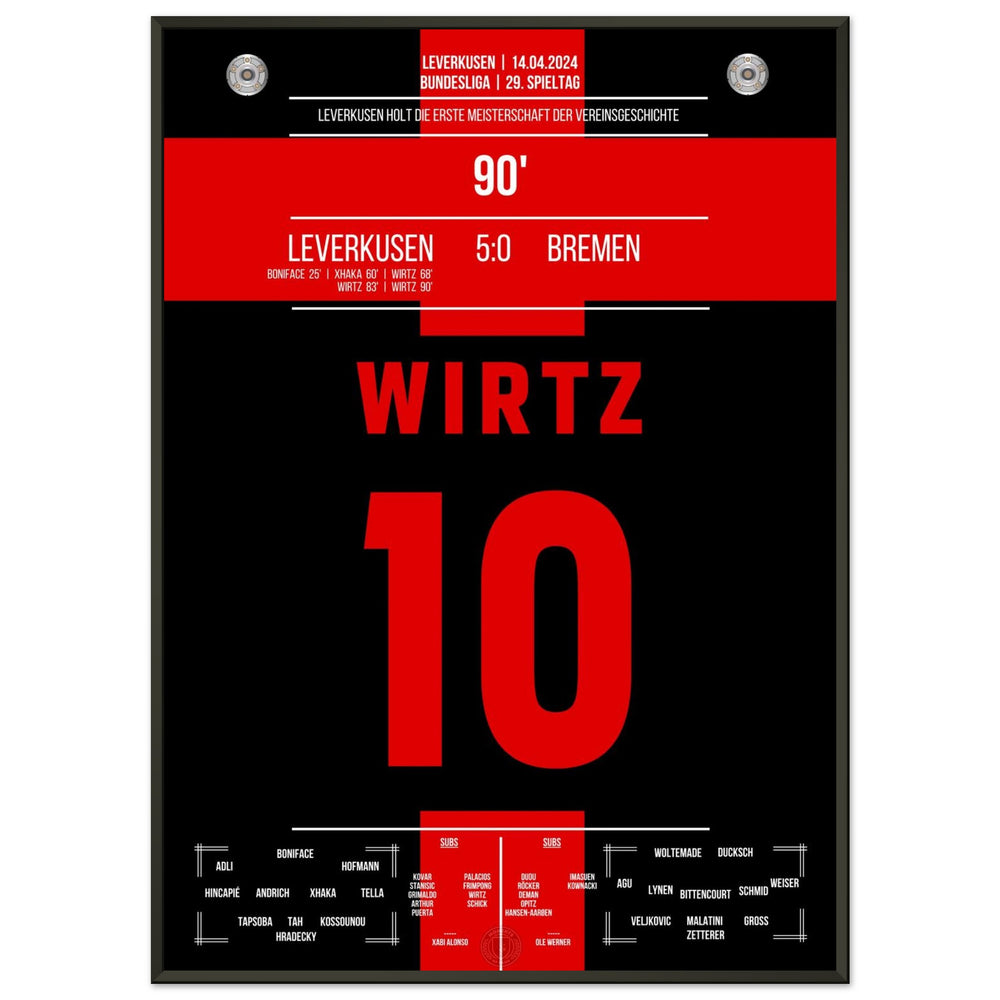 Leverkusen secures the first championship title in the club's history.