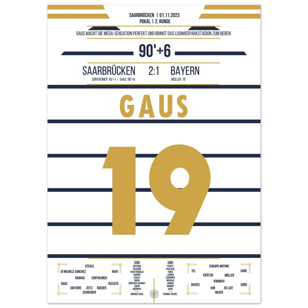 Sensation en Coupe à Sarrebruck - Gaus élimine <tc>Bayern</tc> de la Coupe