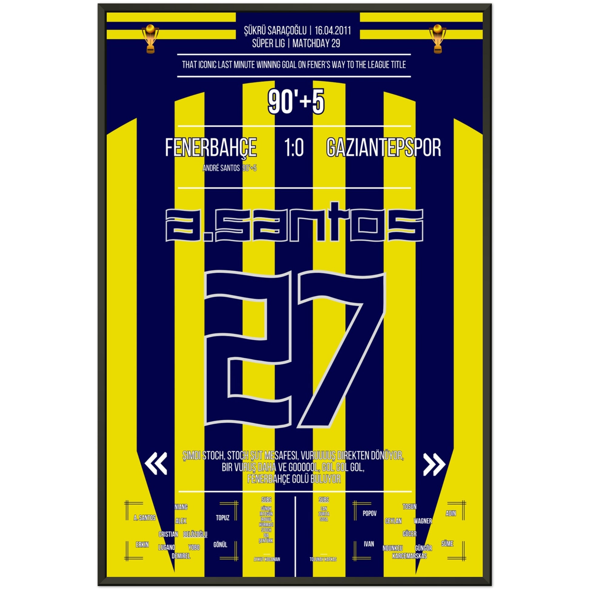 André Santos' bedeutsames Siegtor auf Fener's Weg zum Gewinn der Meisterschaft 60x90-cm-24x36-Premium-Semi-Glossy-Paper-Metal-Fra