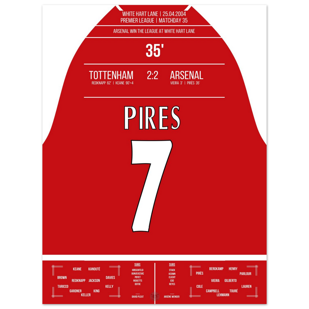 Le but de Pires lors de la victoire du championnat à White Hart Lane en 2004