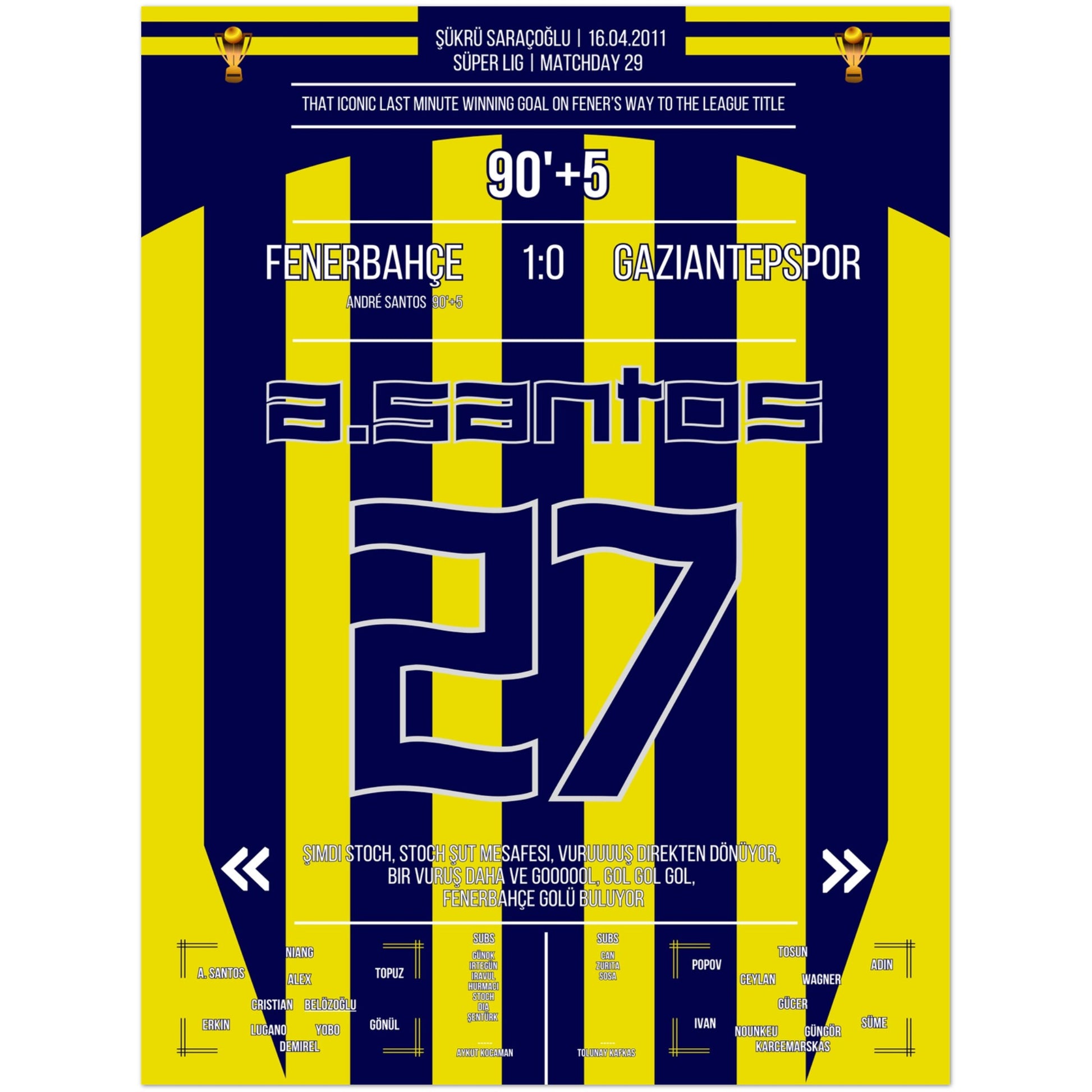 André Santos' bedeutsames Siegtor auf Fener's Weg zum Gewinn der Meisterschaft 45x60-cm-18x24-Premium-Semi-Glossy-Paper-Poster