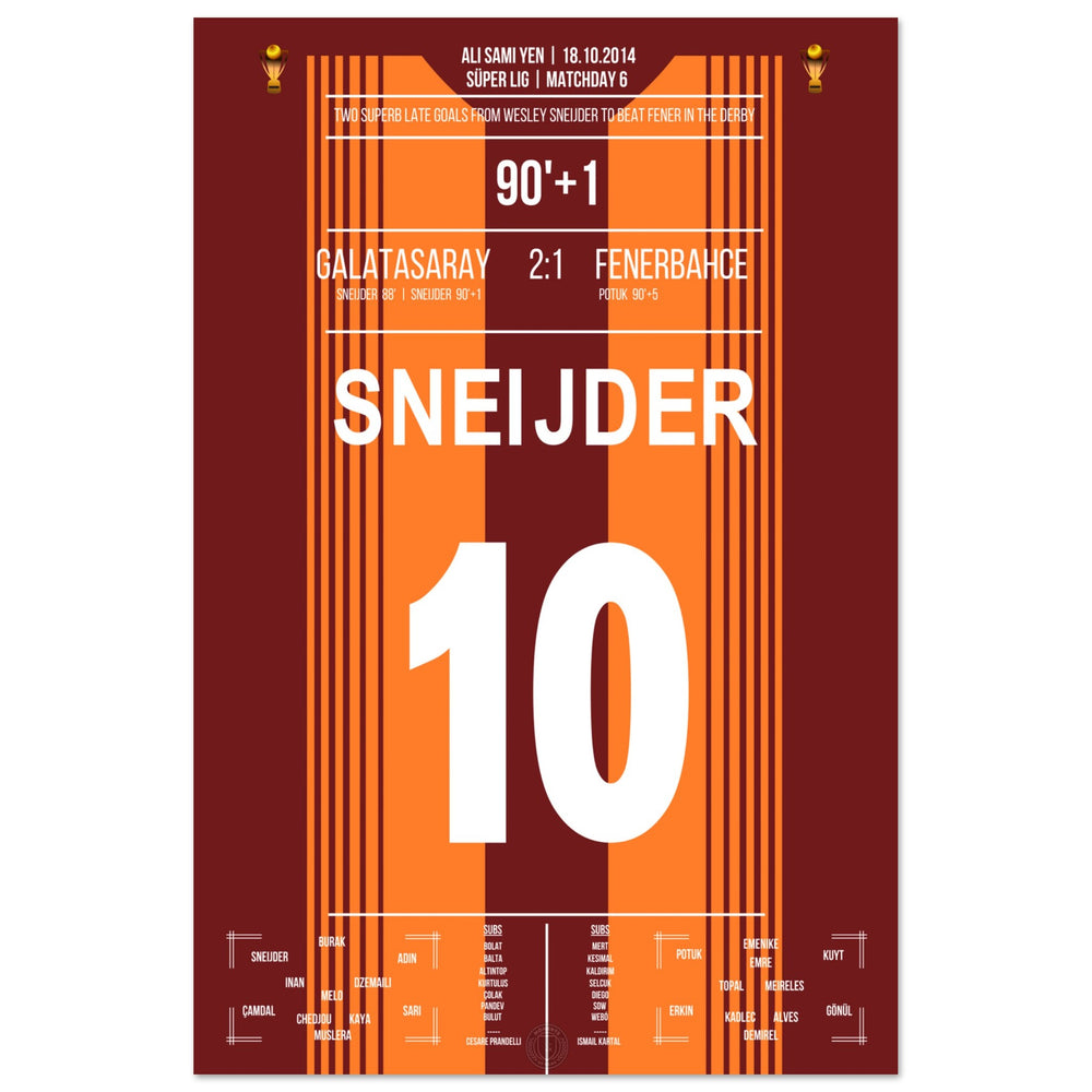Sneijder décide le derby contre Fener avec deux buts de rêve en 2014.