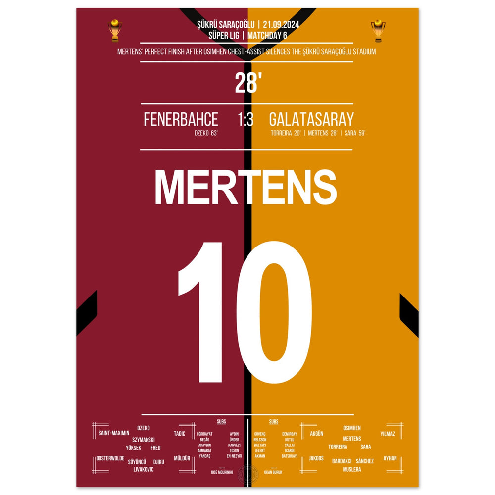 Le coup de tête de Mertens sur Livakovic lors de la victoire 3-1 à l'extérieur dans le derby contre Fener.