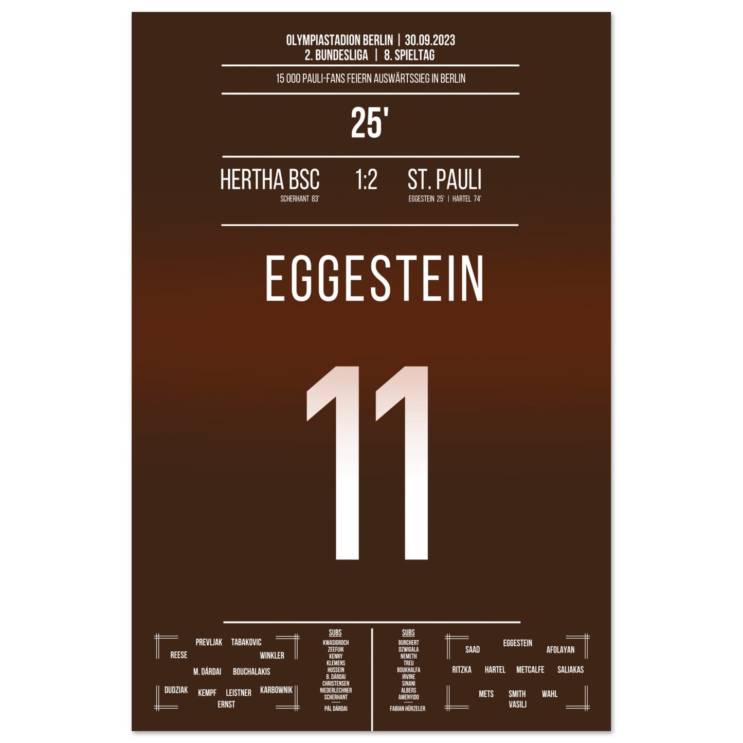 15 000 Pauli-Fans feiern den Auswärtssieg in Berlin 60x90-cm-24x36-Ohne-Rahmen