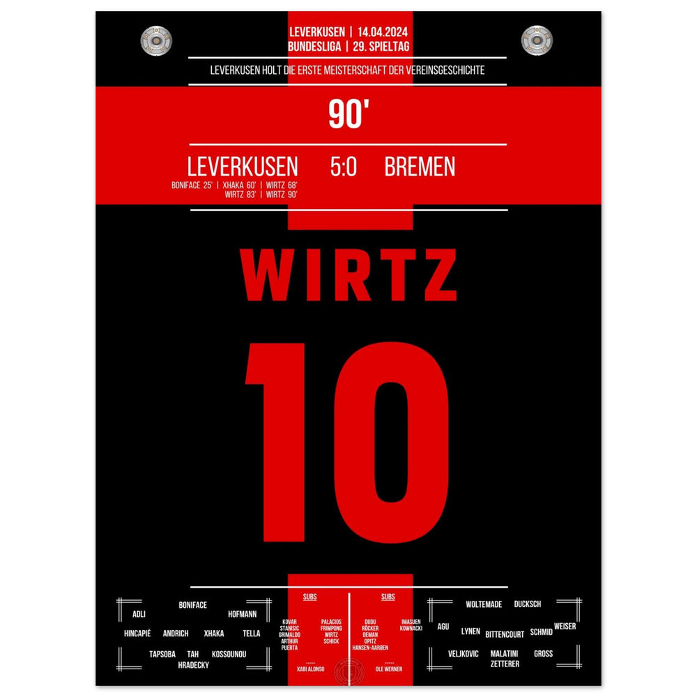Leverkusen secures the first championship title in the club's history.