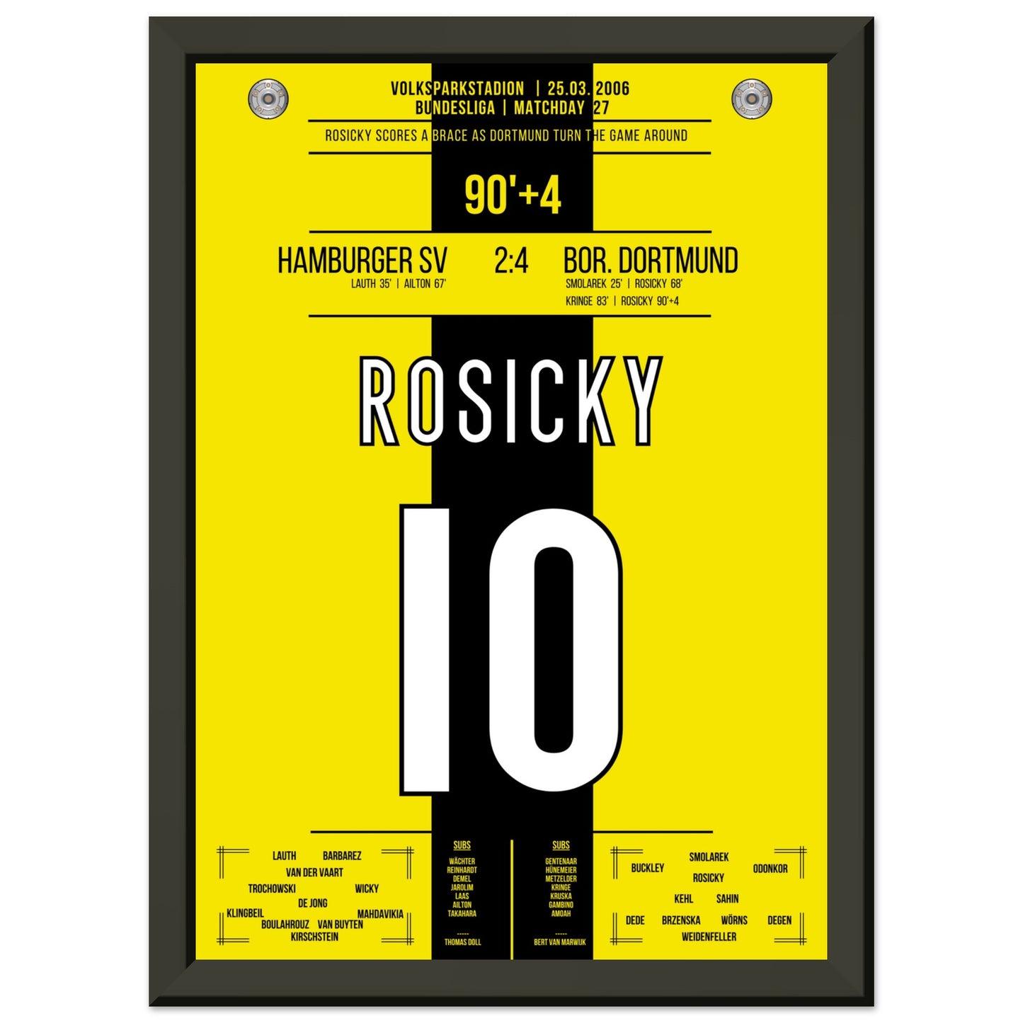Rosicky's Doppelpack gegen den HSV 2006 A4-21x29.7-cm-8x12-Schwarzer-Aluminiumrahmen