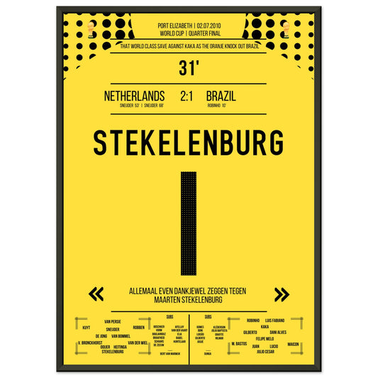 Stekelenburg's Weltklasse Aktion gegen Kaka bei der WM 2010 Kommentar-Version 50x70-cm-20x28-Schwarzer-Aluminiumrahmen