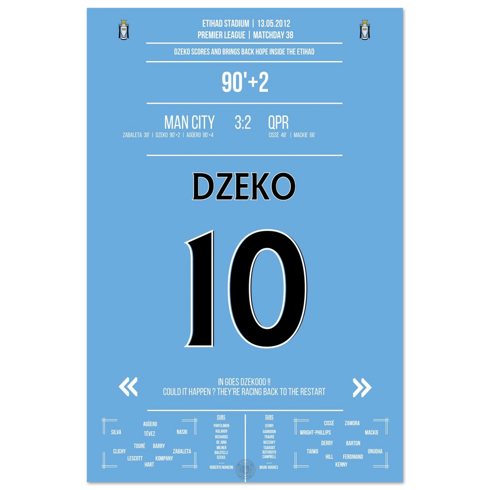 Dzeko marque de la tête et lance la légendaire remontée de City.