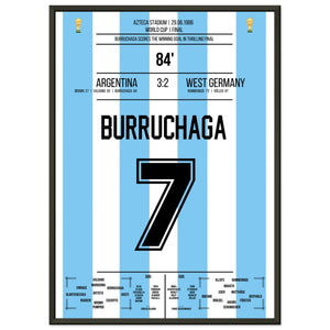 Burruchaga's Siegtreffer im WM Finale 1986 50x70-cm-20x28-Schwarzer-Aluminiumrahmen