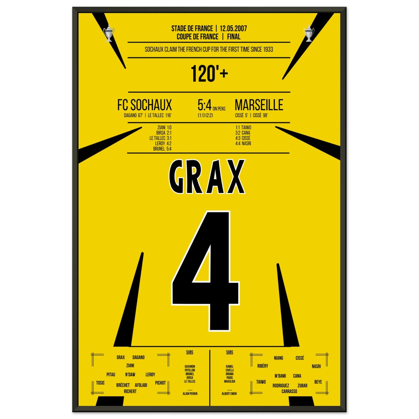 Sochaux gewinnt den französischen Pokal zum ersten mal seit 1933 60x90-cm-24x36-Schwarzer-Aluminiumrahmen