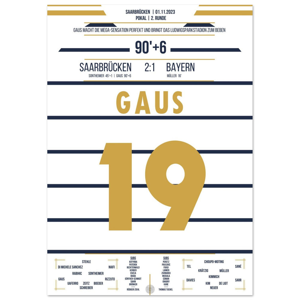 Sensation en Coupe à Sarrebruck - Gaus élimine <tc>Bayern</tc> de la Coupe