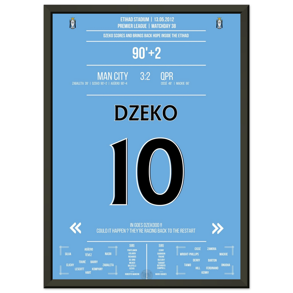 Dzeko marque de la tête et lance la légendaire remontée de City.