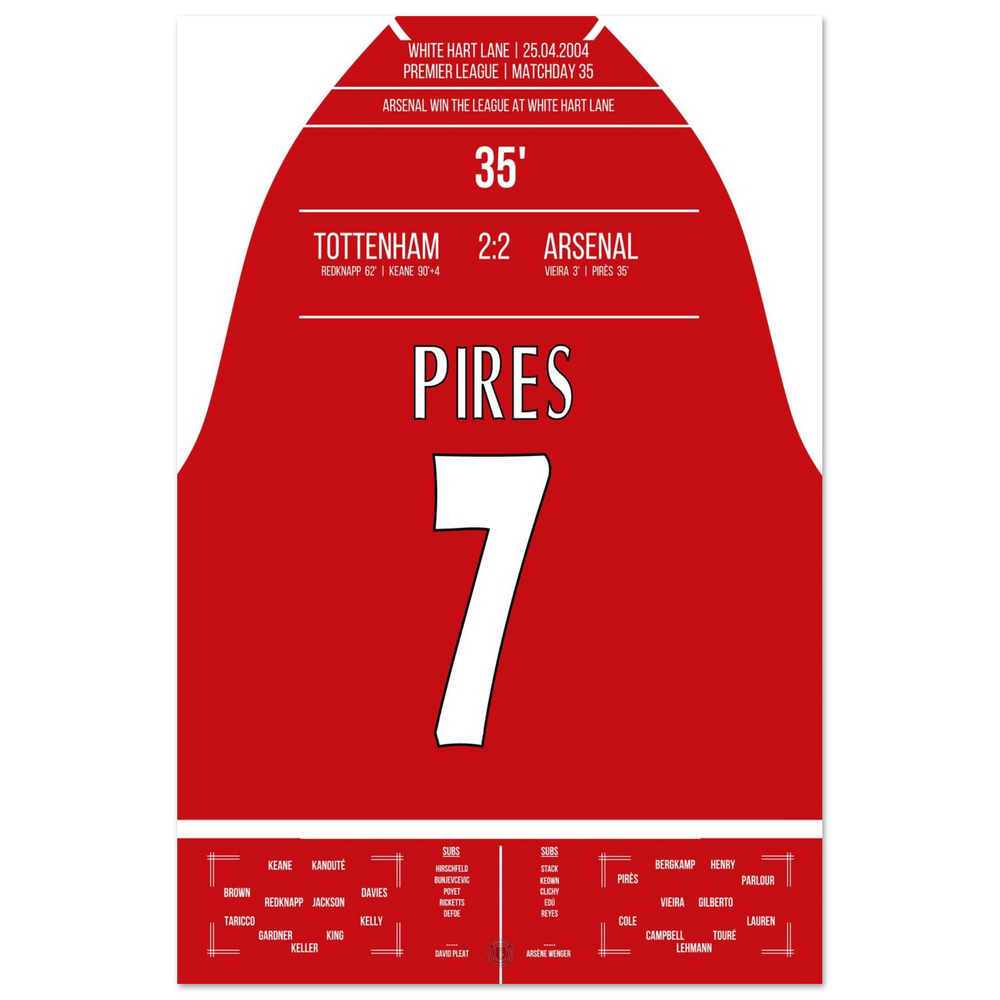 Le but de Pires lors de la victoire du championnat à White Hart Lane en 2004