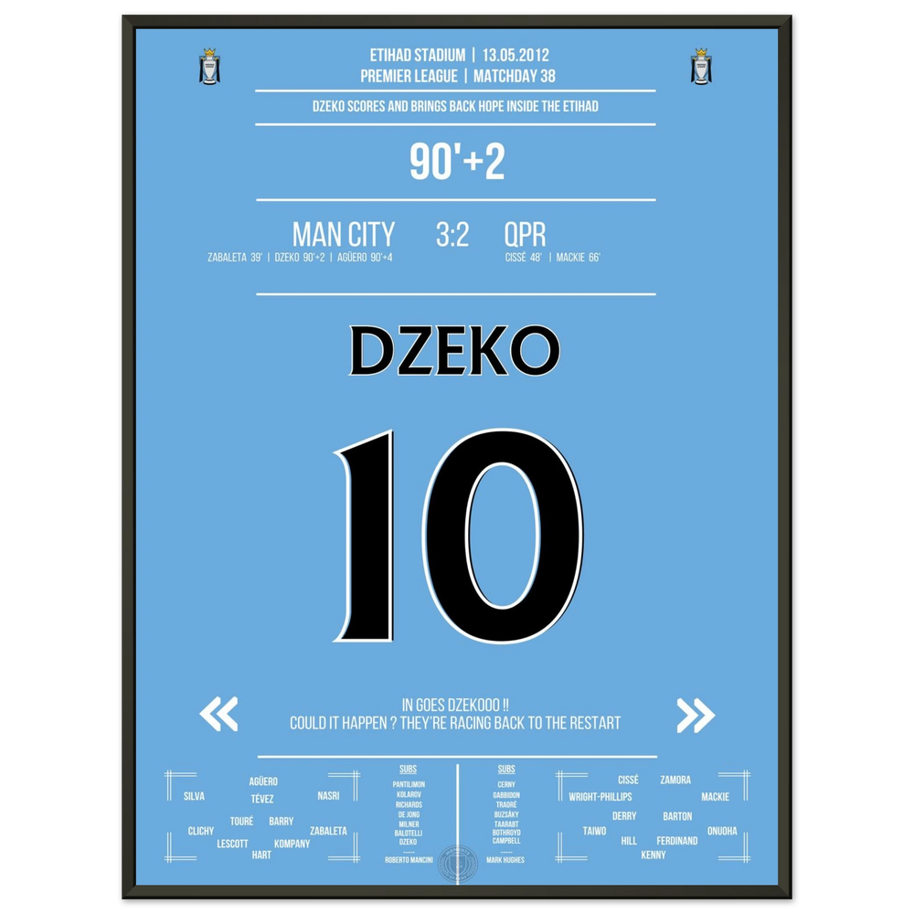 Dzeko marque de la tête et lance la légendaire remontée de City.
