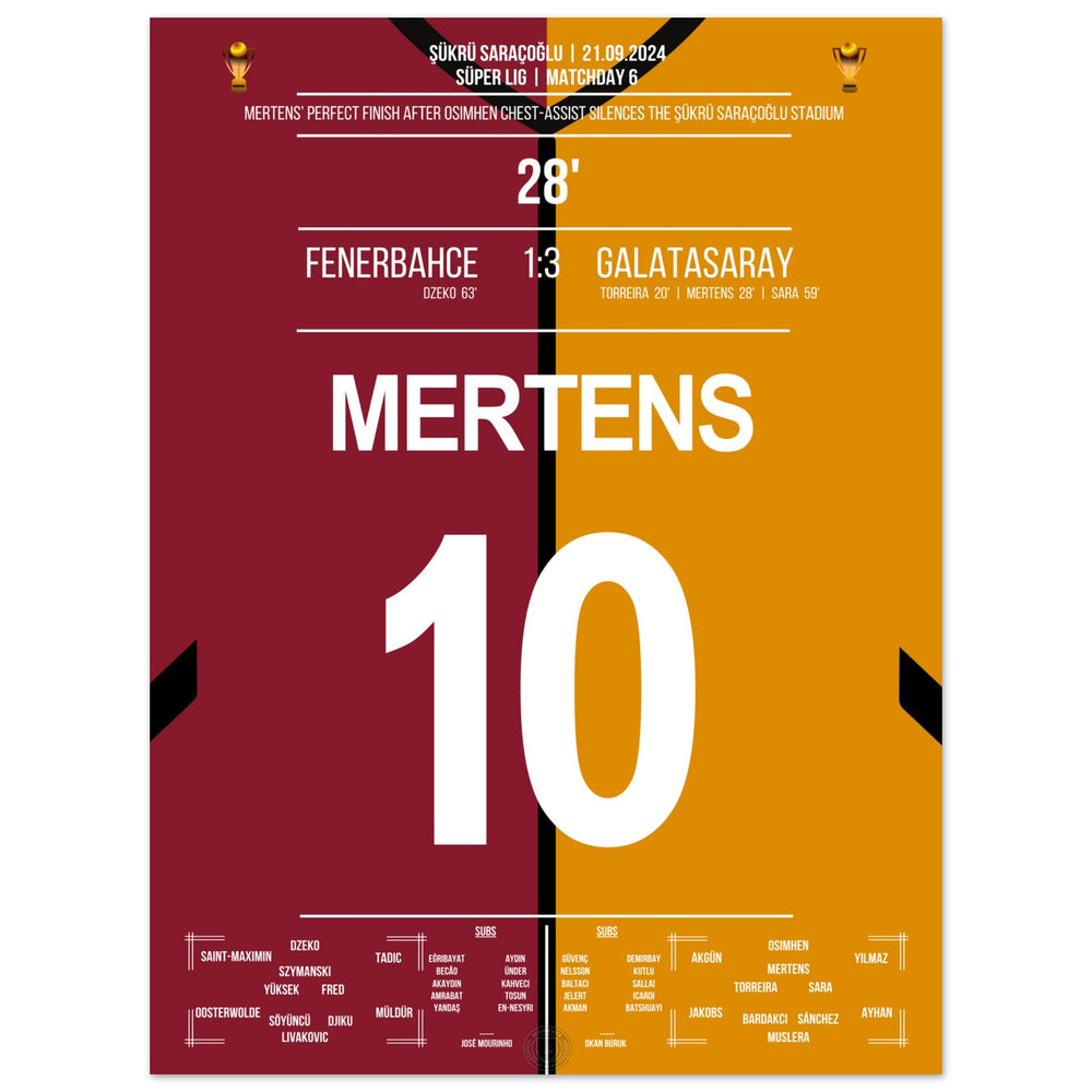Le coup de tête de Mertens sur Livakovic lors de la victoire 3-1 à l'extérieur dans le derby contre Fener.