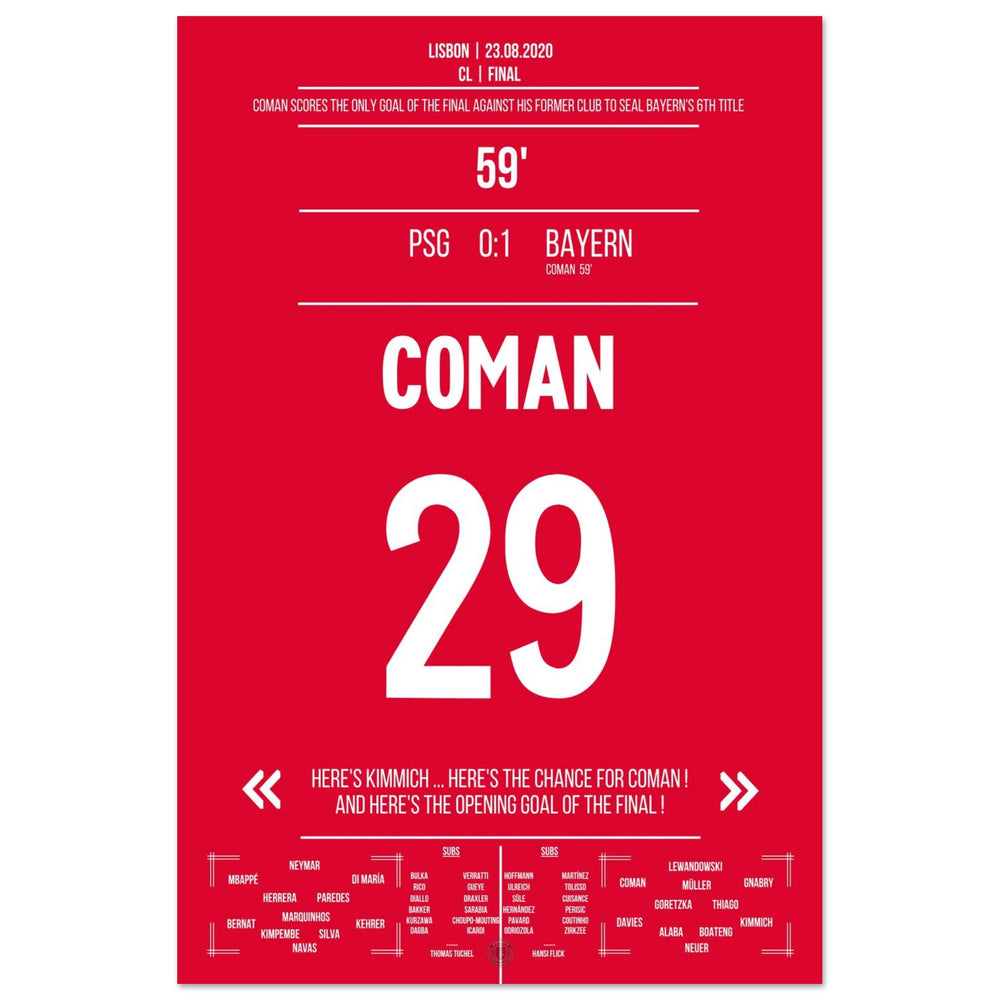 Coman heads <tc>Bayern</tc> to victory in the final against Paris