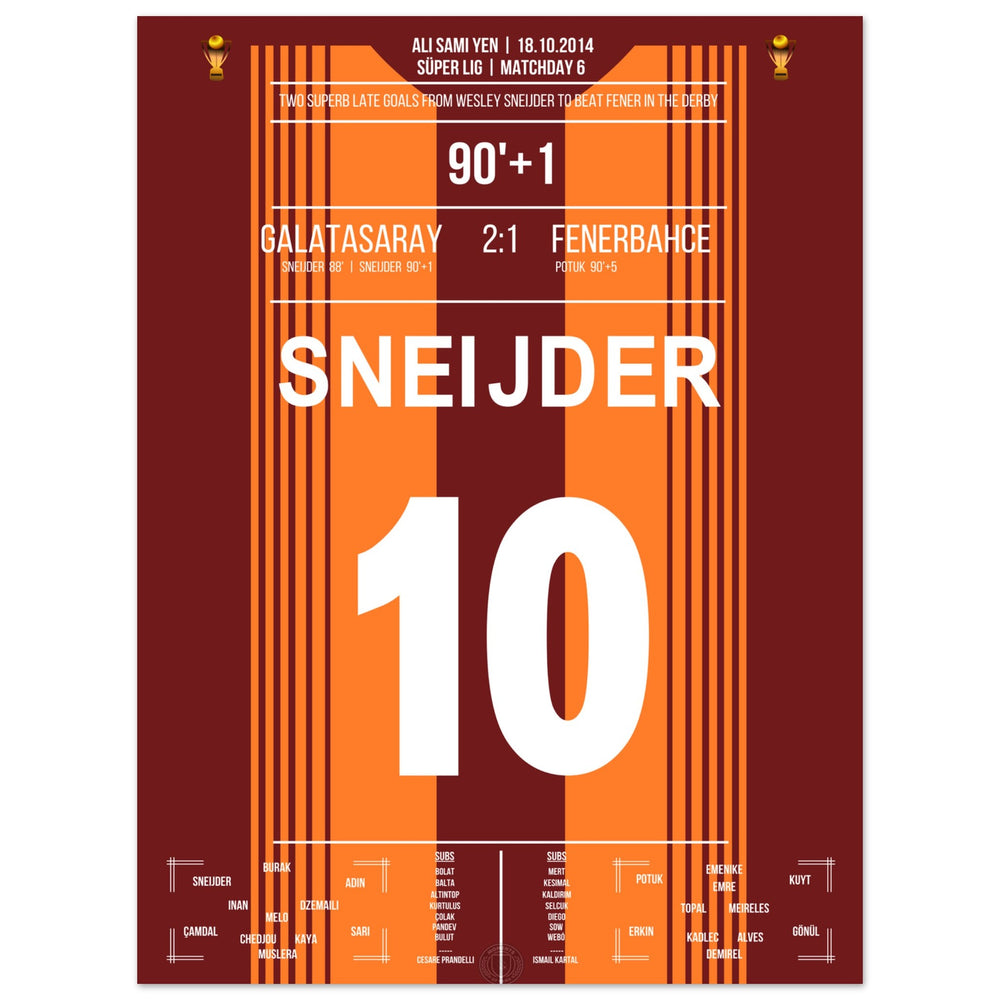 Sneijder décide le derby contre Fener avec deux buts de rêve en 2014.