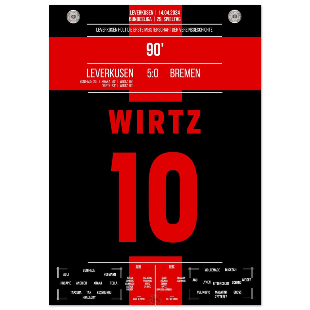 Leverkusen secures the first championship title in the club's history.