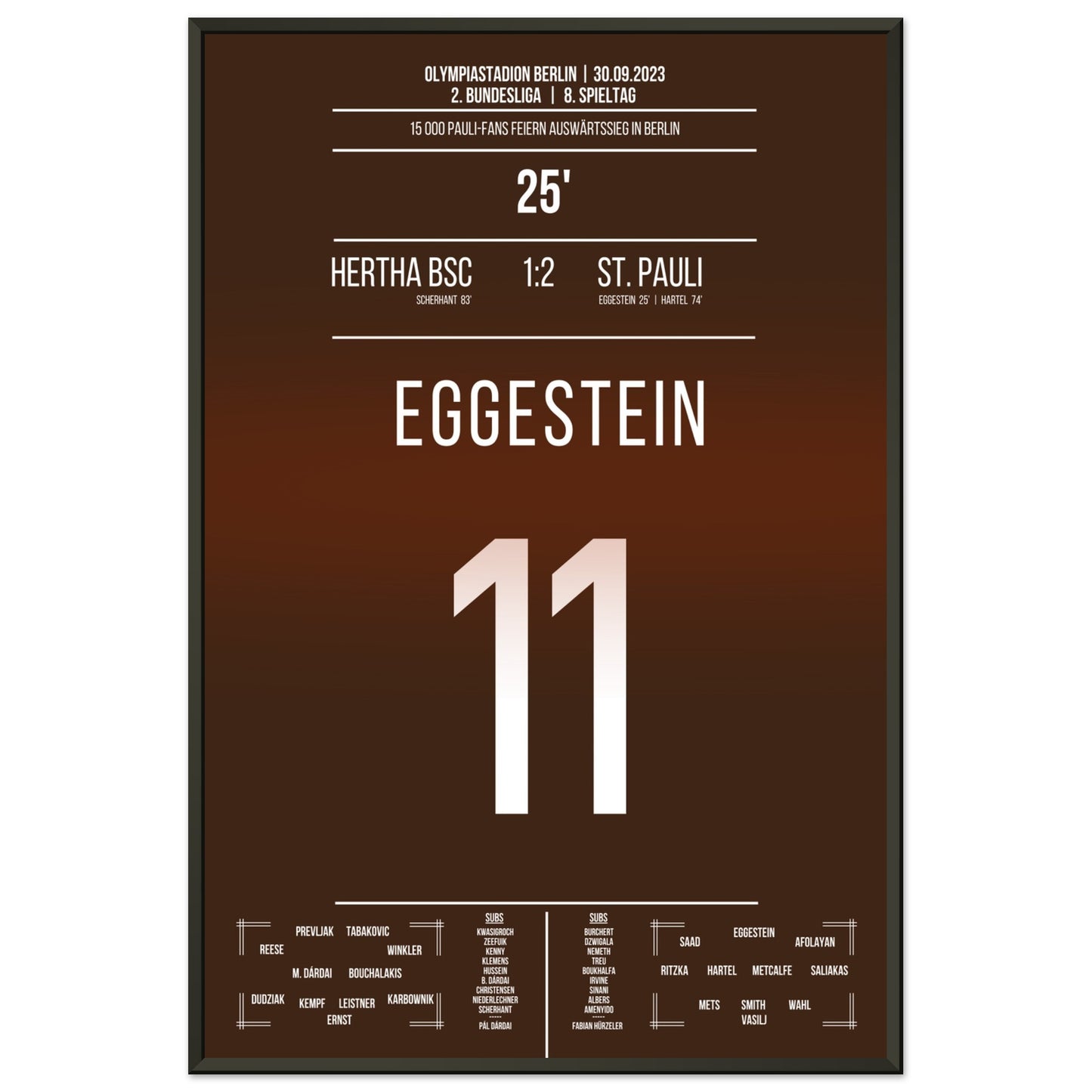 15 000 Pauli-Fans feiern den Auswärtssieg in Berlin 60x90-cm-24x36-Schwarzer-Aluminiumrahmen