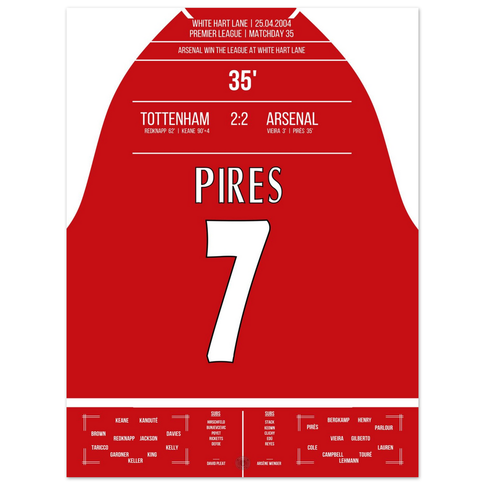 Le but de Pires lors de la victoire du championnat à White Hart Lane en 2004